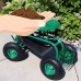 Sunnydaze Rolling Garden Cart with Extendable Steering Handle, Swivel Seat & Basket, Blue   567146552